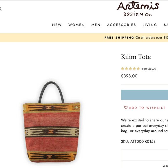NWT Artemis Design Co. Kilim Tote Bag ~ One of a Kind pattern - Picture 15 of 16